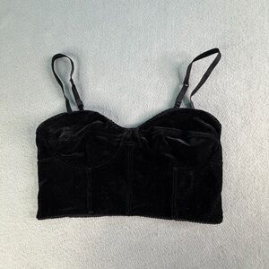 Garage Bustier Bra Bralette Corset Velvet Crop Top Punk Club Fashion Womens Med